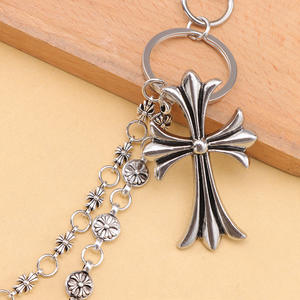 Double Layer <b>Cross</b> Waist <b>Chain</b> Tibetan Silver Denim <b>Chain</b> For Casual Wear With Double Ring Clips - Product Image 4