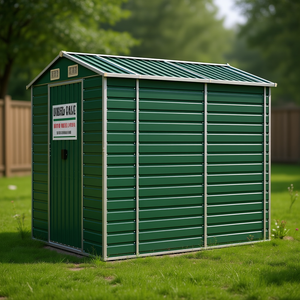 โรงเก็บของในสวนเหล็กชุบสังกะสีสีเขียว ขนาด 10x8 ฟุต โซลูชั่นจัดเก็บกลางแจ้งระดับพรีเมียม - Product Image 2