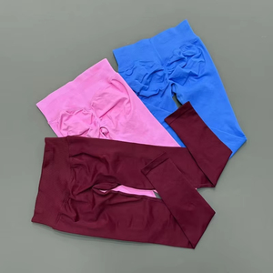 Leggings de yoga taille haute sans couture pour femme, effet froncé fessier, 44 couleurs unies, contrôle du ventre, effet galbe fessier, pantalon de sport longueur intégrale - Product Image 3
