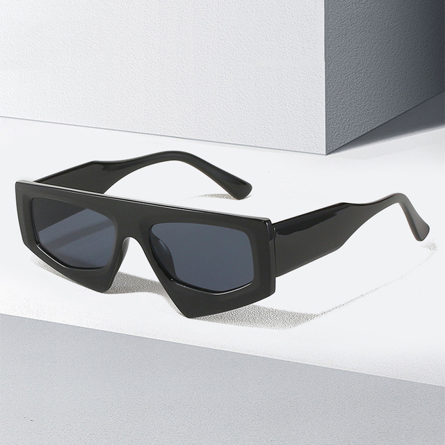 2025 New Custom Logo Designer Sunglasses Frame Eyewear Retro Irregular Square Black Thick Geometric Sunglasses