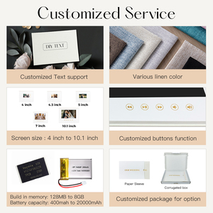 Carte d'invitation personnalisée avec écran LCD 7 pouces, brochure vidéo, livre vidéo de mariage, album vidéo avec couverture en lin - Product Image 4