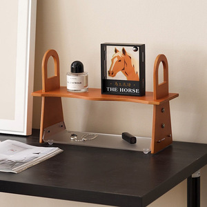 Estante de almacenamiento de escritorio WOZOOM, organizador multifuncional de madera para escritorio, estante para rincón de café, color marrón retro - Product Image 1
