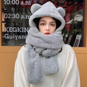 <span class=keywords><strong>Ensemble</strong></span> de gants chauds et froids pour femmes écharpe automne/hiver chapeau ours cache-oreilles neige bavoir un chapeau laine tricot couverture chapeau pour femmes et enfants - Product Image 4