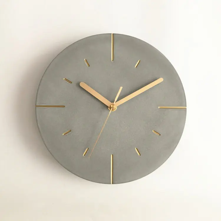 Часы настенные в японском стиле, Креативные Круглые бесшумные кварцевые бетонные, в минималистском стиле, настенные украшения для цемента и металла, 12 дюймов