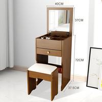 Ensemble coiffeuse moderne minimaliste en bois avec tabouret rembourré, 3 tiroirs et miroir sur pied design pour chambre et dressing