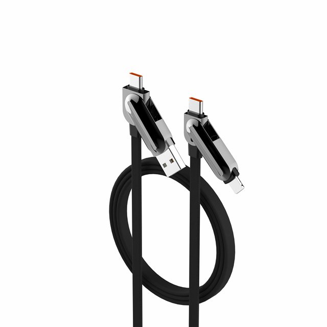 LDNIO LC25 4in1 USB C Cables 100w Multi-Function Fast Charging Braided Nylon Jacket Cell Phone Charger for Car Use