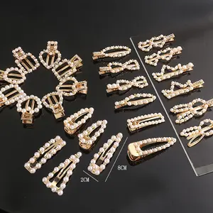 Parel Strass Haar Haarspeldjes Voor Vrouwen Meisjes Mode Parel Haar Clips Geometrische Decoratieve Bobby Pins Alligator Clips