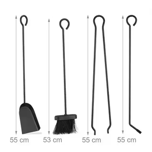 Modern Metal Sustainable Indoor Firewood <strong>Tools</strong> <strong>Set</strong> with Brush Shovel Tong Poker and Antique Stand - Product Image 3
