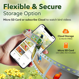 JH-Mech Mangeoire à oiseaux 10X7X10 pouces avec caméra à énergie solaire pour parents et grands-parents Mangeoire à oiseaux intelligente en métal - Product Image 6