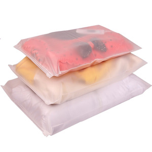 Translucent matte zipper dress bag jeans plastic clip chain self sealing bag clothing zipper bag