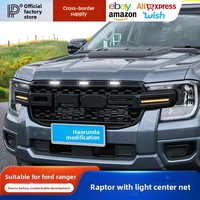 Kit de Carrocería LED para Ford Ranger Estilo Raptor, Parrilla Delantera con Luces, Guardabarros Anchos con Luces, Accesorios Exteriores