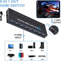 Commutateur HDMI SYONG 8 entrées 1 sortie 4K30Hz HDMI 1.4, HDCP 2.2, 3D avec télécommande IR, 8 ports pour TV, projecteur, PC, écran LED.