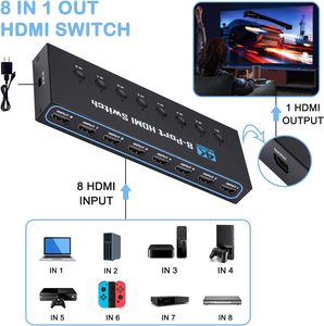 Conmutador <span class=keywords><strong>HDMI</strong></span> SYONG 8 en 1, 4K30Hz <span class=keywords><strong>HDMI</strong></span> 1.4, HDCP 2.2, Conmutador 3D con Control Remoto IR, Conmutador <span class=keywords><strong>HDMI</strong></span> de 8 Puertos para TV, Proyector, PC, Pantalla LED - Product Image 2