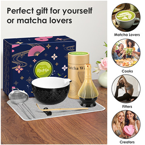 Ensemble Matcha 7 pièces, ensemble de thé Matcha en céramique de style japonais, bol traditionnel gravé, fouet en polypropylène, thé au café - Product Image 2