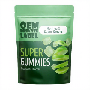 Complément Énergétique Gommes Super Greens Moringa pour Adultes Marque Privée OEM Sans Caféine Antioxydant Naturel Bénéfices Cérébraux et Cardiaques - Product Image 1