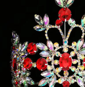 Diadema a corona rotonda in cristallo rosso con strass rubino da 6 pollici per <span class=keywords><strong>regina</strong></span> - Product Image 4