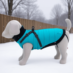 Manteau Pontis avec harnais XS 30 cm Aquamarine pour chiens, vêtements chauds d'hiver pour animaux de compagnie - Product Image 3