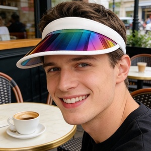 Visiera Parasole in PVC con Protezione UV - Opzioni Multicolore Metallizzate e Trasparenti, Logo Personalizzabile, Cappello <span class=keywords><strong>per</strong></span> Protezione Solare da Esterno - Product Image 1