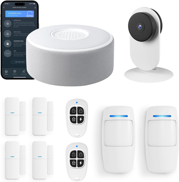 WiFi Door Alarm System Wireless DIY Smart Home Security with 1080P Camera Portable Design SOS Function Tuya APP Alert