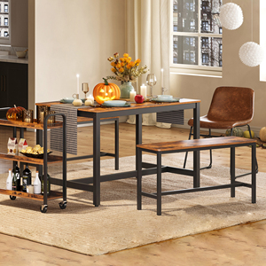 VASAGLE <span class=keywords><strong>Table</strong></span> de <span class=keywords><strong>cuisine</strong></span> <span class=keywords><strong>4</strong></span> <span class=keywords><strong>personnes</strong></span> style industriel <span class=keywords><strong>Table</strong></span> de <span class=keywords><strong>cuisine</strong></span> en bois à cadre métallique robuste - Product Image 6