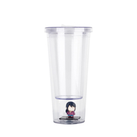 Gobelet isotherme double paroi personnalisé OEM pour café et bubble tea, avec couvercle, pour adultes, portable, en plastique transparent, 500 ml, pour boissons chaudes et froides, écologique