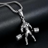 Olivia – collier d'haltères en acier inoxydable pour homme, accessoire de Fitness, de sport, de musculation, Punk, tendance