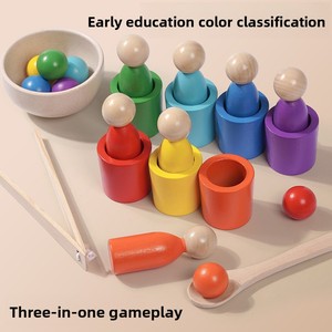 Juguete Educativo de Madera Montessori Transfronterizo: Vasos de Clasificación de Siete Colores para Entrenamiento de Concentración Infantil - Product Image 1