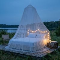 Moustiquaire de lit suspendue pliable et portable pour l'extérieur, la maison et le camping, en tulle blanc à mailles fines et volantées, pour l'été