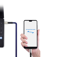 Nouveau câble de charge rapide USB Type C en cuivre pur avec coque en alliage d'aluminium tressé en tissu bleu foncé durable de 1 m 2 m pour imprimante Android