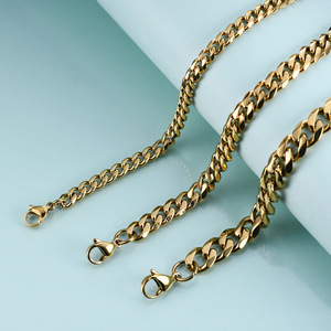 Collar de cadena cubana de acero inoxidable para hombre, diseño geométrico de 3, 5 y 7 mm de grosor, para ocasiones de regalo BD1068 - Product Image 3
