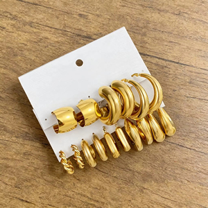 Pendientes de Aro en Forma de C de Acero Inoxidable Chapados en Oro de 18k de Alta Calidad para Mujer, Joyería Hipoalergénica - Product Image 6