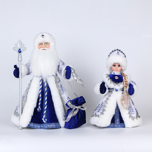 Decoración Navideña Eléctrica SOTE, <span class=keywords><strong>Snegurochka</strong></span> Rusa Hecha a Mano, Diseño Moderno Musical en Azul y Plateado, Juguete de Peluche - Product Image 1