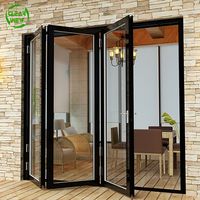 Portes coulissantes pliantes en verre en alliage d'aluminium modernes pour l'extérieur et l'intérieur, pour villa et appartement