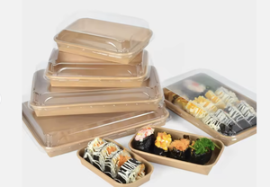 食品级一次性硬式牛皮纸寿司盒带盖可生物降解可回收外卖包装 - Product Image 4