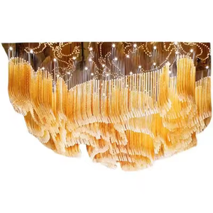 花式雨滴设计婚礼大厅酒店悬挂定制琥珀色水晶吊灯大堂吊灯 - Product Image 6