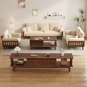 Japandi Modern Masif Ahşap Kanepe Takımı 1+2+3 Kişilik Krem Kumaş Oturma Odası Mobilyası - Product Image 4