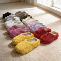 Mules en peluche personnalisées avec logo, légères et confortables, en fausse fourrure épaisse, claquettes d'extérieur en EVA pour femmes