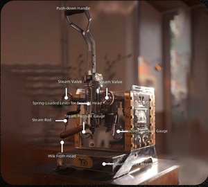 เครื่องชงกาแฟเอสเพรสโซแบบสปริงคันโยกสไตล์สตีมพังก์ ทำจากสแตนเลส 304 และไม้วอลนัท ขนาด 58 มม. สำหรับร้านกาแฟและรถเข็นขายกาแฟ - Product Image 3