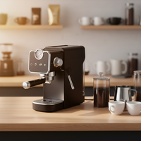 Machine à expresso électrique semi-automatique avec écran tactile, manomètre 15 bars, mousseur à lait, pour 2 tasses, usage domestique