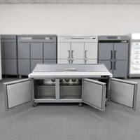 Refrigerador comercial de mostrador para ensaladas, de acero inoxidable, con puerta doble y cúpula de vidrio; armario refrigerad