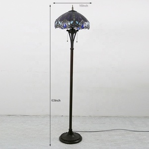 Lámpara de Pie Estilo Tiffany LongHuiJing de 16 Pulgadas con Cadena y Pantalla de Vidrio con Diseño de Libélula - Product Image 5