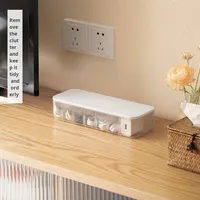 Boîte de rangement pour câbles LANZYLO en plastique, type sur pied, pour bureau, avec gestion des prises d'alimentation et des chargeurs de téléphone portable