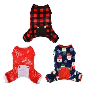 Proveedores Ropa De Perro Wholesale Christmas Dogs Pajamas Plaid Red Buffalo Check Dogs Pajama Onesie Pet Pajama Soft Fleece