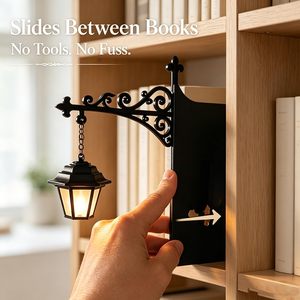 Library Lantern Bookshelf Lights Metal Decorative Reading Lamp Yellow Shade <b>Push</b> <b>Button</b> <b>Switch</b> For Adults Bookends - Product Image 4