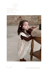 Nouvel ensemble automne-hiver pour bébés et enfants : barboteuse deux pièces à motif floral français pour bébés filles - Product Image 4