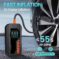 Gonfleur de pneus de voiture portable sans fil à double alimentation en métal avec affichage numérique intelligent et moniteur de pression des pneus
