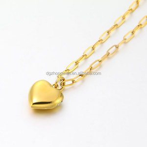ZhongWen impermeable regalo familiar acero inoxidable 18K chapado en oro foto interior <span class=keywords><strong>corazón</strong></span> medallón colgante collar - Product Image 6