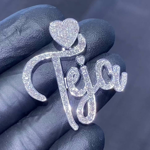 Özel 925 gümüş 18K 14K altın kaplama güzel takı Hip Hop kolye geçmek elmas testi buzlu Out VVS Moissanite adı kolye erkekler - Product Image 5