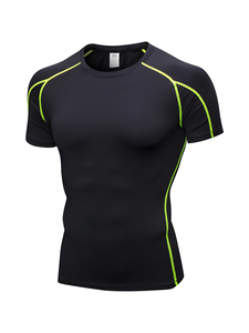 Completo Set Sportivo da <span class=keywords><strong>Uomo</strong></span>: T-Shirt a Compressione in Maglia e Pantaloncini Aderenti, Elasticizzati, <span class=keywords><strong>Slim</strong></span> <span class=keywords><strong>Fit</strong></span>, Stampati, Ideali per il Fitness e lo Sport - Product Image 3