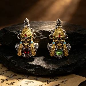 Collier Rétro Zhaqilam en Or Sable avec Mantra à Six Syllabes, Collier Tibétain en <span class=keywords><strong>Argent</strong></span>, Collier Protecteur de la Bénédiction Dharma - Product Image 2